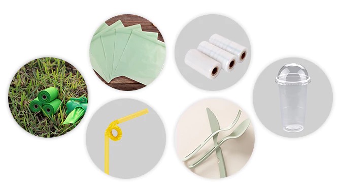 Compostable drawstring bags made from PLA and PBAT