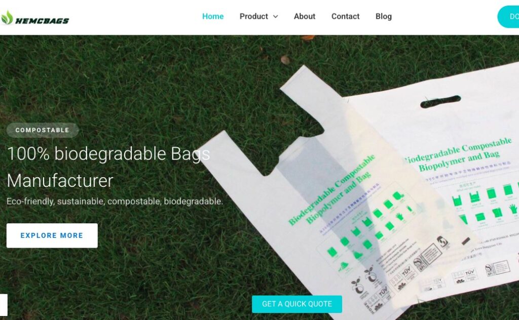 Compostable Packaging Manufacturers in China HEMCBags
