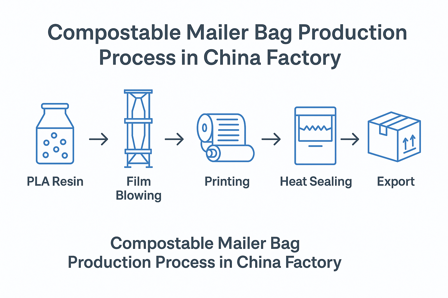 Compostable mailer bag production process in China factory