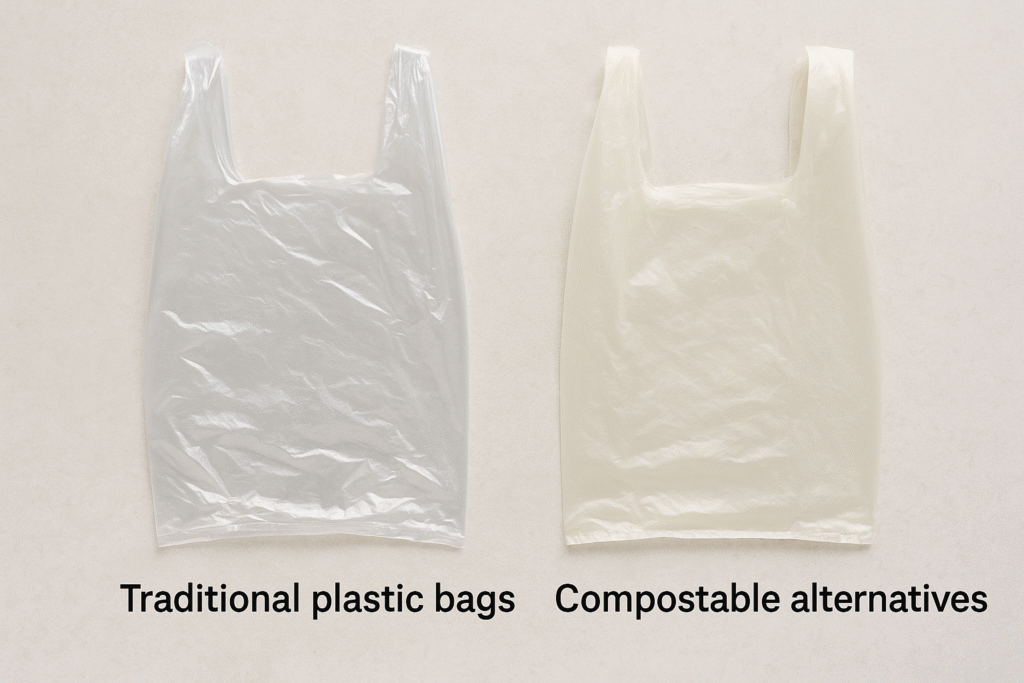 Biodegradable Produce Bags Wholesale: A Complete Buying Guide 1 Comparison of plastic vs. biodegradable produce bags.