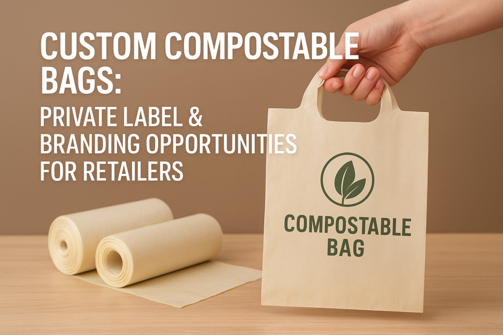 Custom compostable bag with private label branding options for retailers