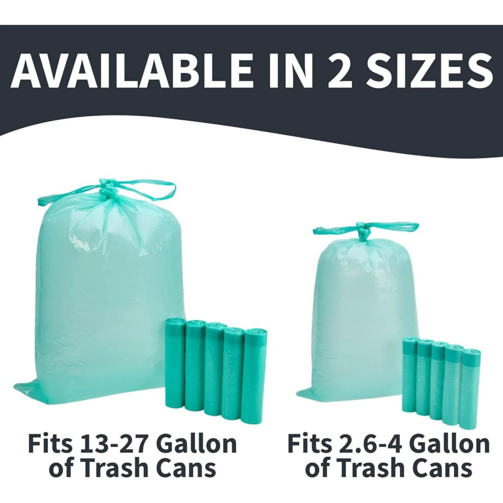 Biodegradable Trash Bags with Drawstring: Practical, Eco-Friendly Waste Solutions 1 Different sizes of biodegradable drawstring trash bags