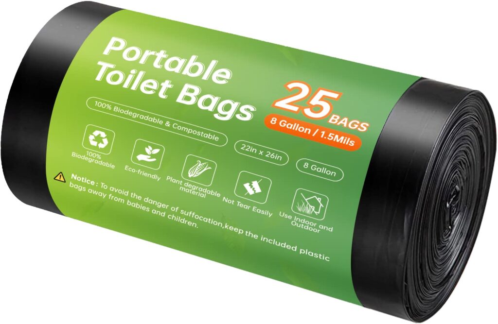 HemcBags 8 gallon PLA PPCP compostable toilet bags roll for RV portable toilet 2026