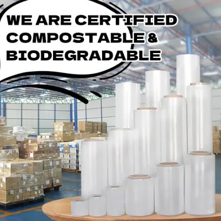 Compostable Stretch Film vs Traditional Stretch Film 2026 1 Compostable stretch film pallet wrapping in warehouse 2026
