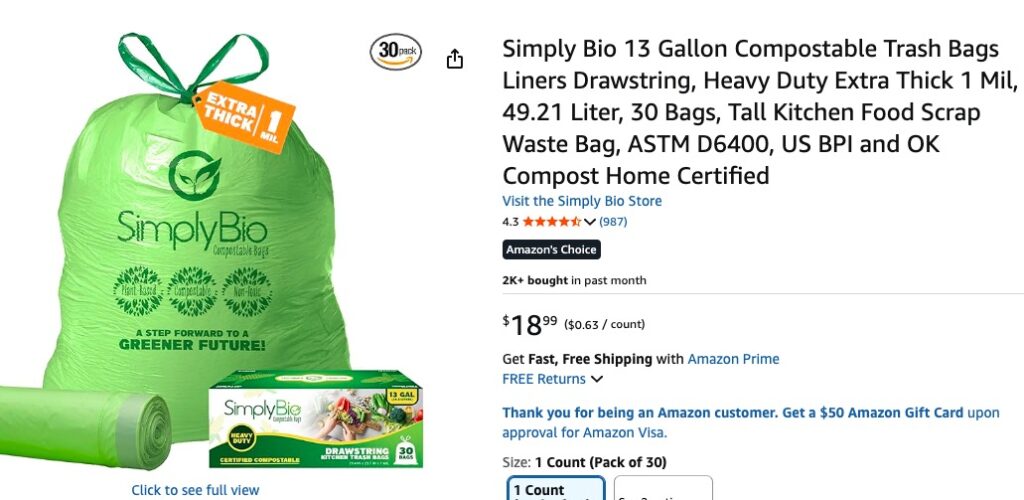 Simply Bio‘s 13-gallon bags 