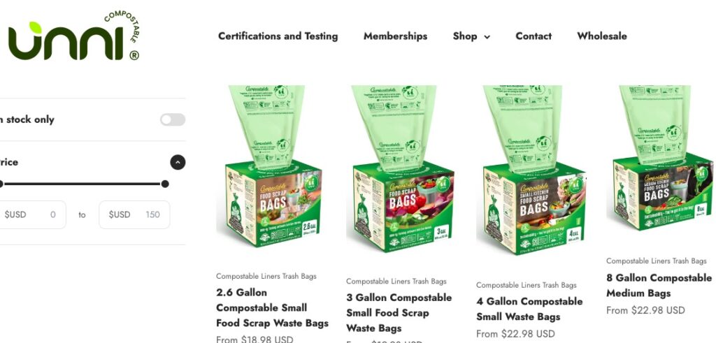 unni compostable trash bags