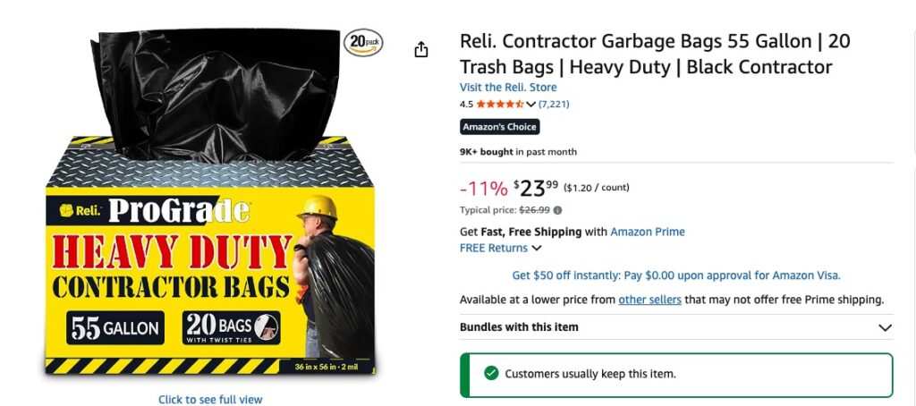 Contractor Bags Reli. 55-Gallon Contractor Bags