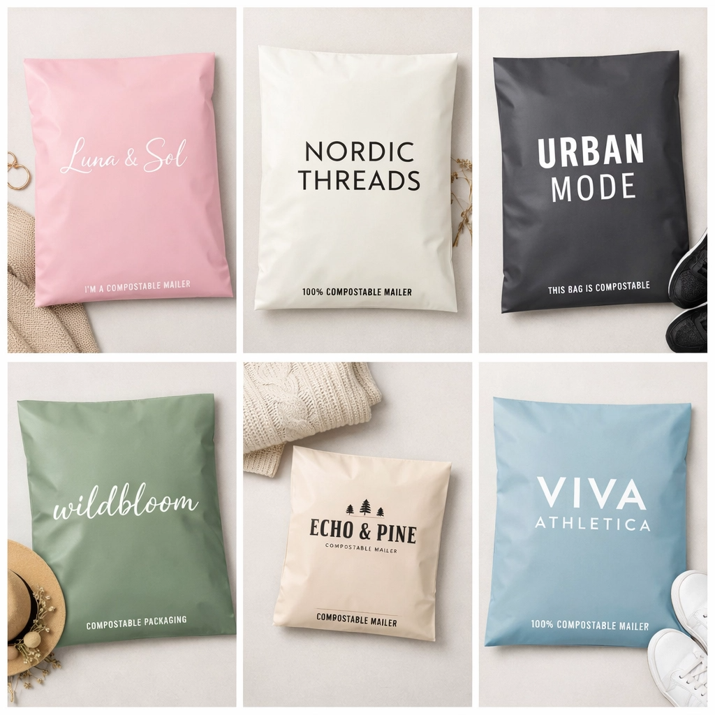Custom Compostable Mailers for Clothing Brands, Custom Printed Compostable Mailers for Apparel Brands