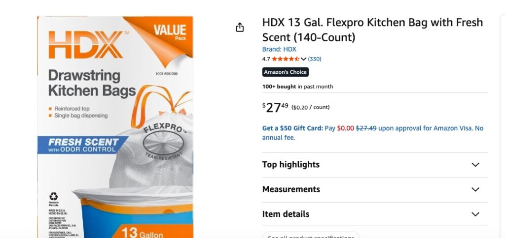 HDX 13‑Gallon Drawstring – Best No‑Frills Performer