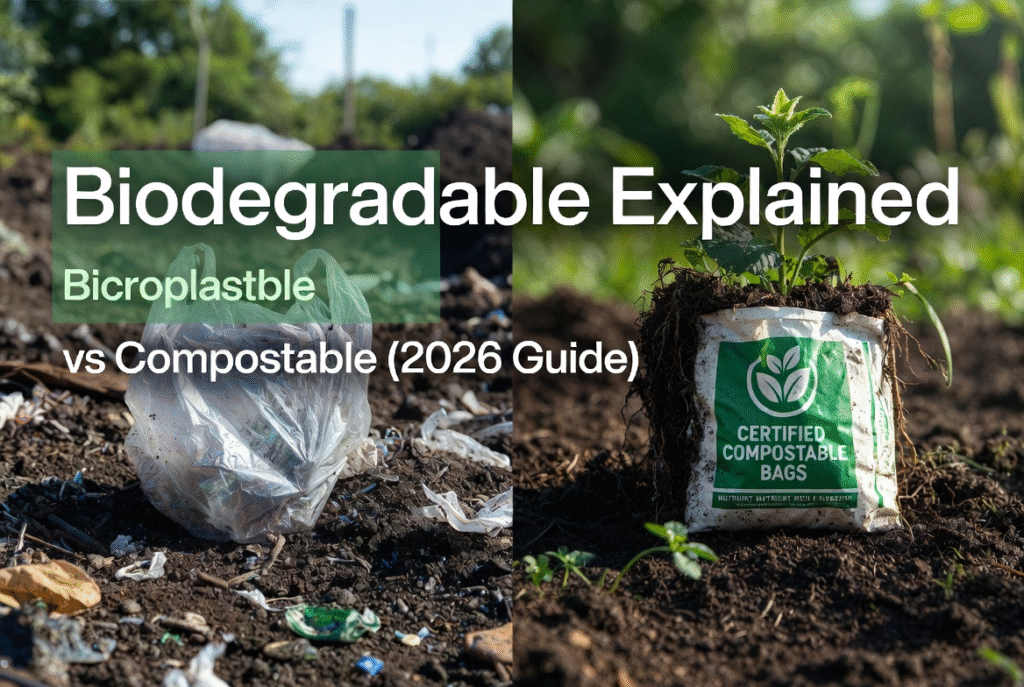 Biodegradable Explained: Meaning, How It Works, Benefits & Compostable Comparison (2026 Guide) 3 Biodegradable vs Compostable comparison - what the terms really mean in 2026