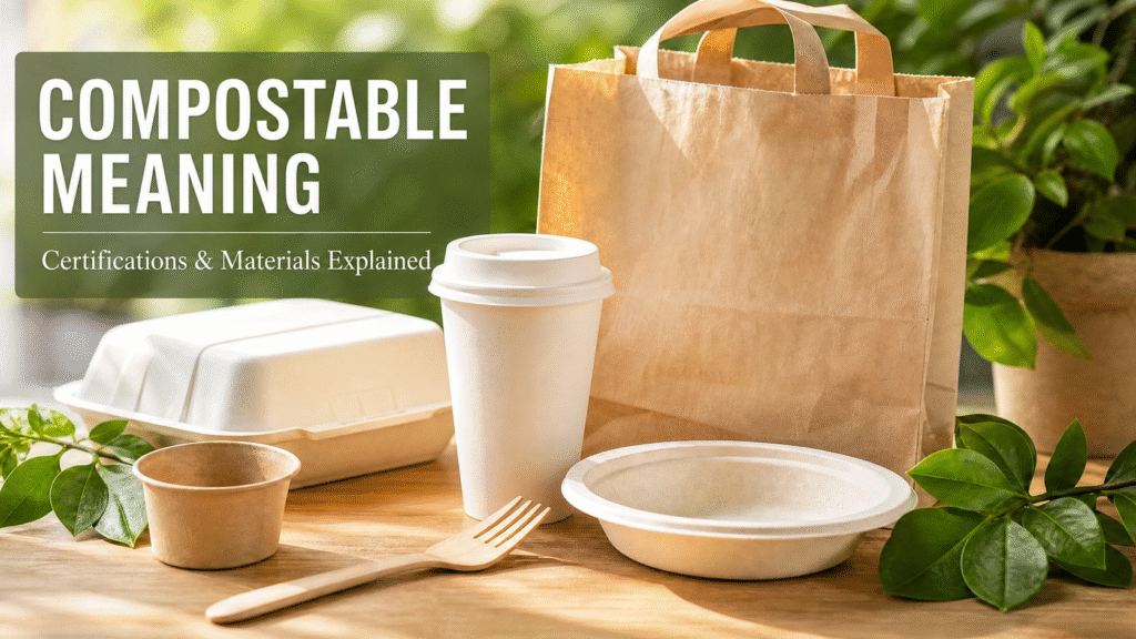 Compostable Explained: Meaning, Certifications, Materials & Everything You Need to Know (2026 Guide) 4 Compostable meaning guide featuring eco-friendly packaging, certifications, and materials explained for sustainable living.