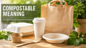Compostable meaning guide featuring eco-friendly packaging, certifications, and materials explained for sustainable living.