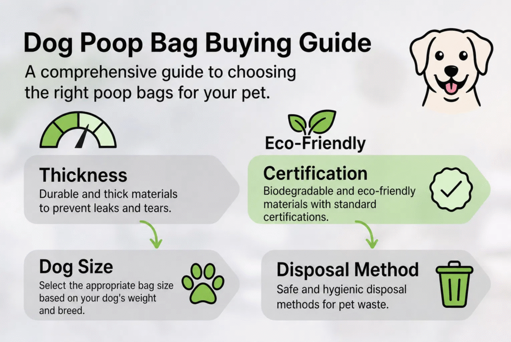 Dog poop bags buying checklist and decision guide - thickness, material, certification