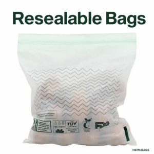 Resealable bags for B2B packaging, featuring a compostable resealable poly bag with zipper closure