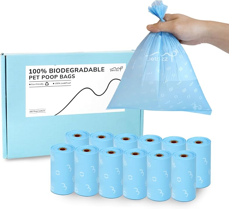 Compostable Bags for Dog Poop: Do They Really Work? 2026 Guide 5 Petrizz compostable dog waste bags in an unscented bulk pack for everyday pet-waste disposal