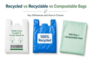 recycled vs recyclable vs compostable bags comparison